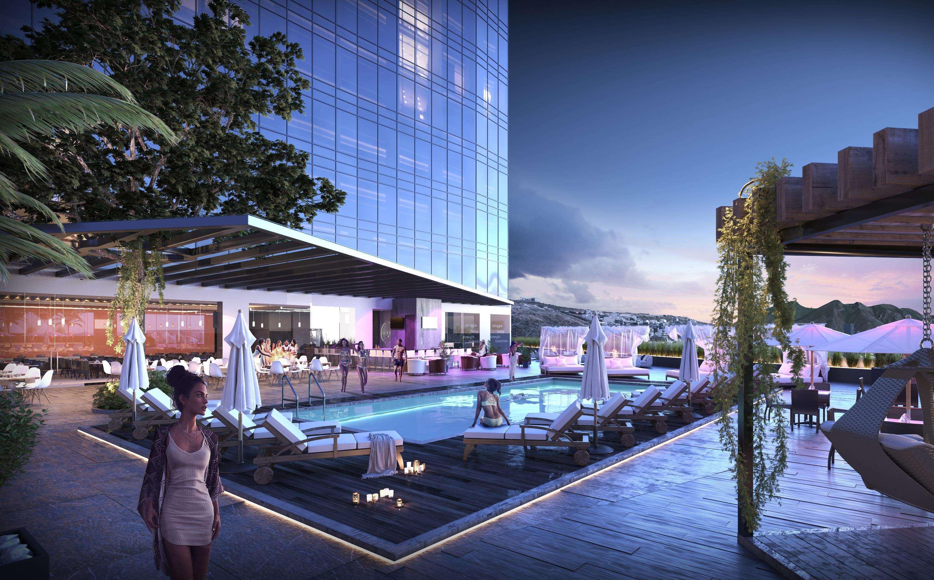 Camino Real Fashion Drive Monterrey San Pedro Garza Garcia Exterior foto The pool at the rooftop